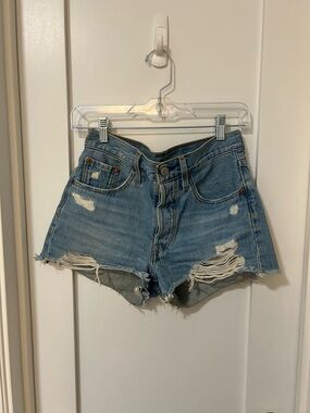Levi's Light Blue Distressed Cutoff Denim Shorts